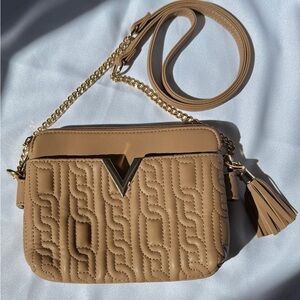 V-Accent Crossbody Bag in Tan